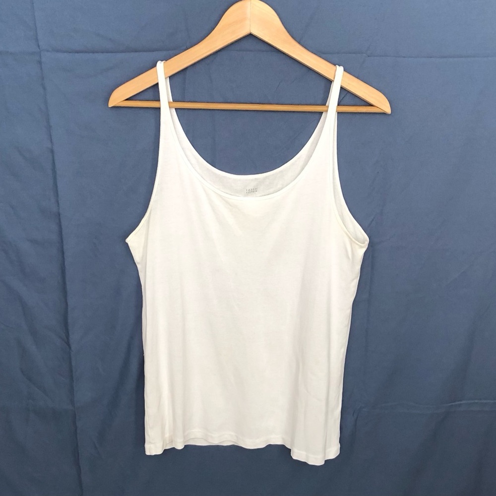 Eileen Fisher White Scoop Camisole Top Womens Sz M Organic Cotton.